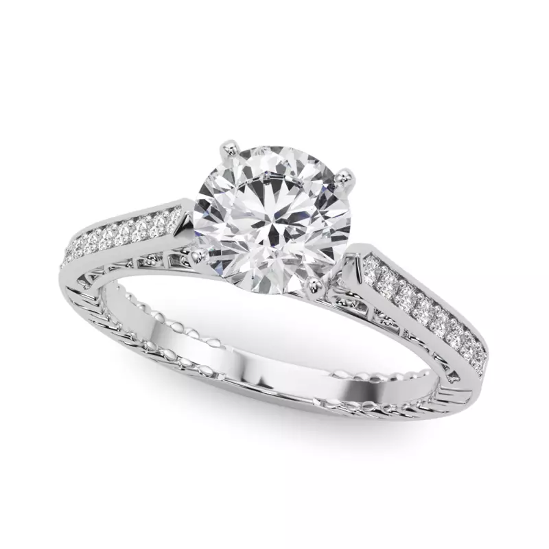 14K White Gold Lucine Vintage Inspired Engagement Ring