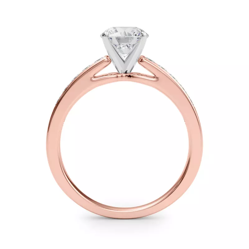 14K Rose Gold Charlamaine Princess Cut Channel Engagement Ring