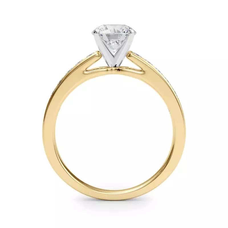 18K Yellow Gold Charlamaine Princess Cut Channel Engagement Ring