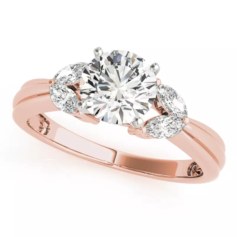 14K Rose Gold Joyce Marquise Side Stone Engagement Ring