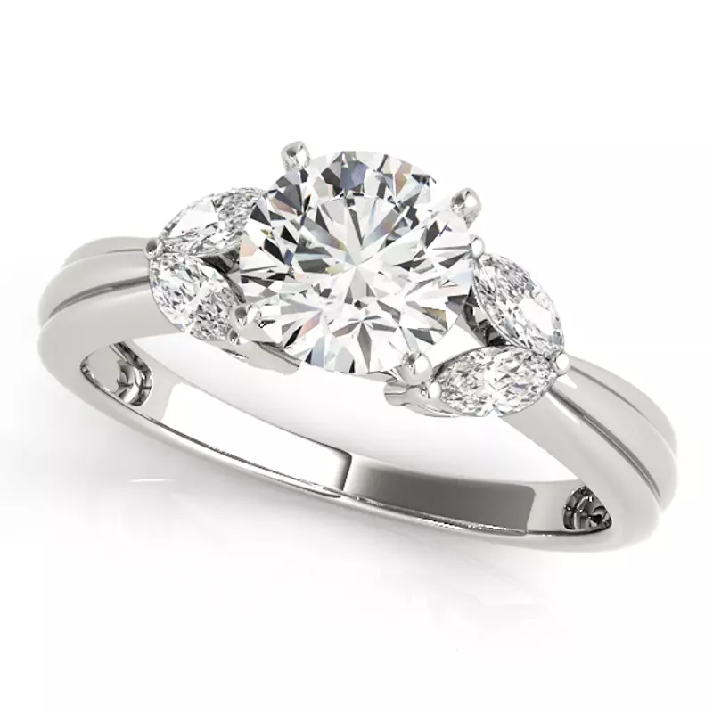 14K White Gold Joyce Marquise Side Stone Engagement Ring