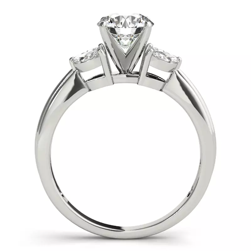 14K White Gold Joyce Marquise Side Stone Engagement Ring