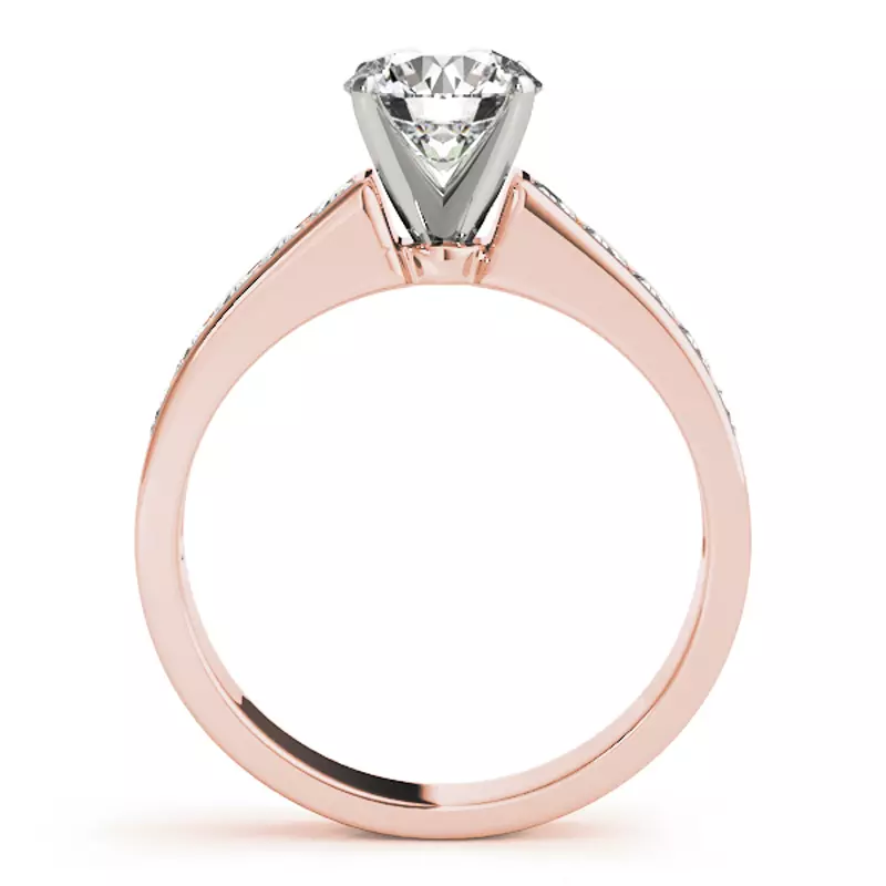 14K Rose Gold Asta Channel Diamond Engagement Ring With Princess Cuts
