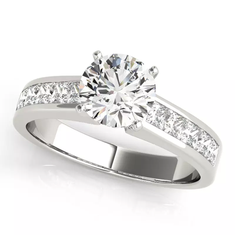 Platinum Asta Channel Diamond Engagement Ring With Princess Cuts