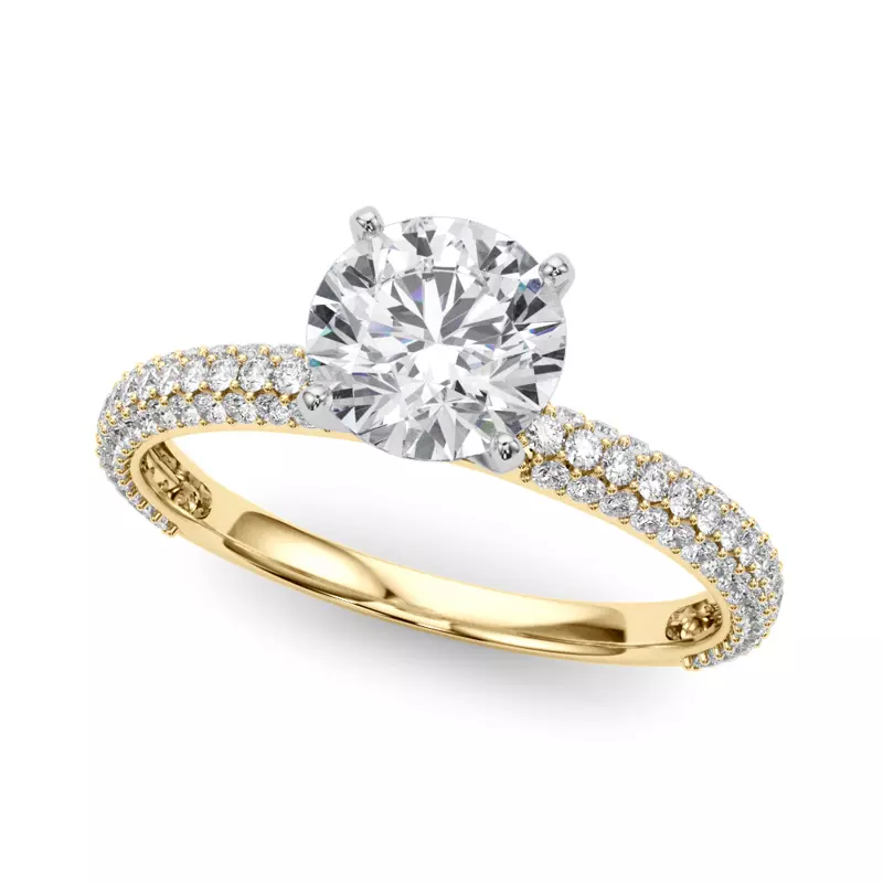 14K Yellow Gold Harper Pavé Diamond Encrusted Engagement Ring