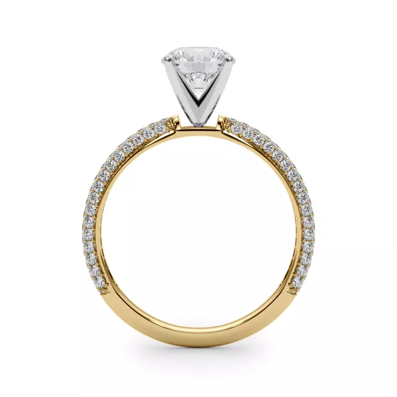 14K Yellow Gold Harper Pavé Diamond Encrusted Engagement Ring