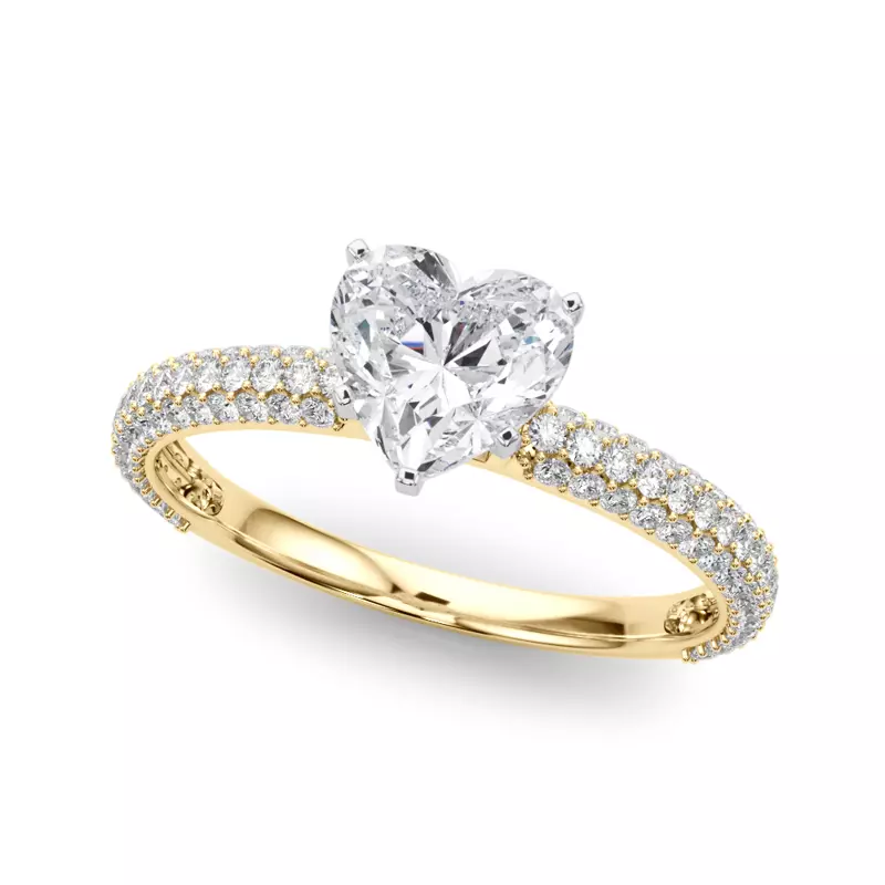 14K Yellow Gold Harper Pavé Diamond Encrusted Engagement Ring