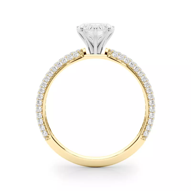 14K Yellow Gold Harper Pavé Diamond Encrusted Engagement Ring