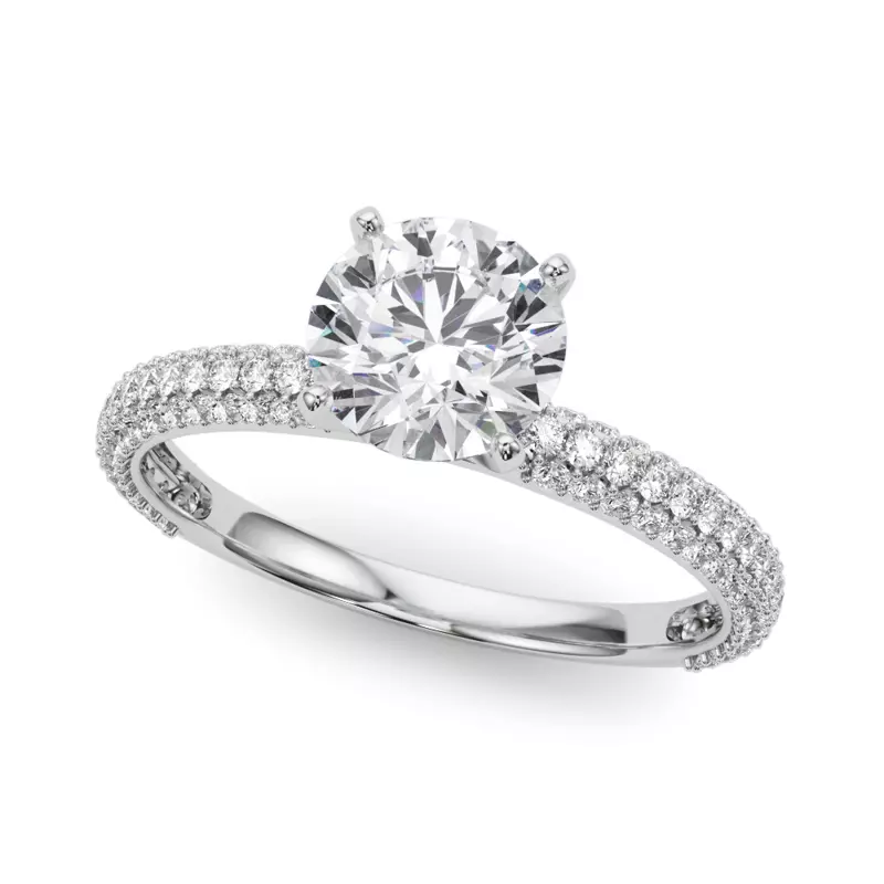 18K White Gold Harper Pavé Diamond Encrusted Engagement Ring