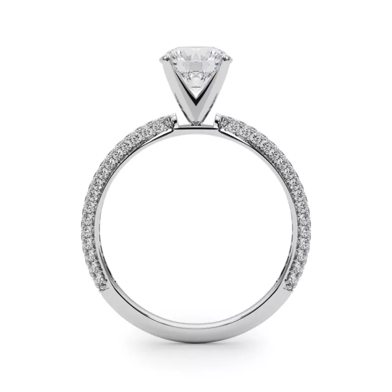 18K White Gold Harper Pavé Diamond Encrusted Engagement Ring