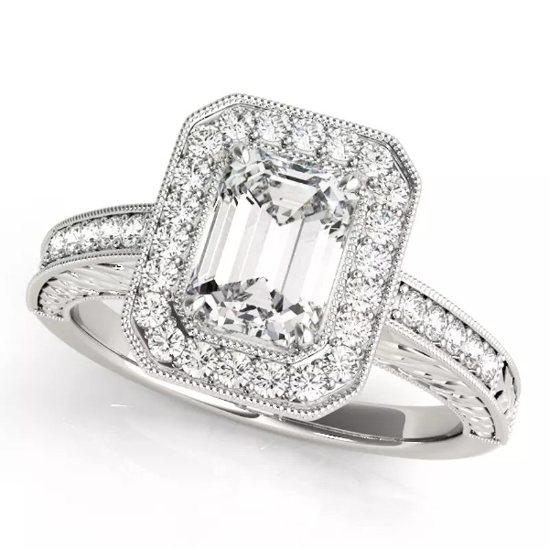 14K White Gold Viola Halo Engagement Ring