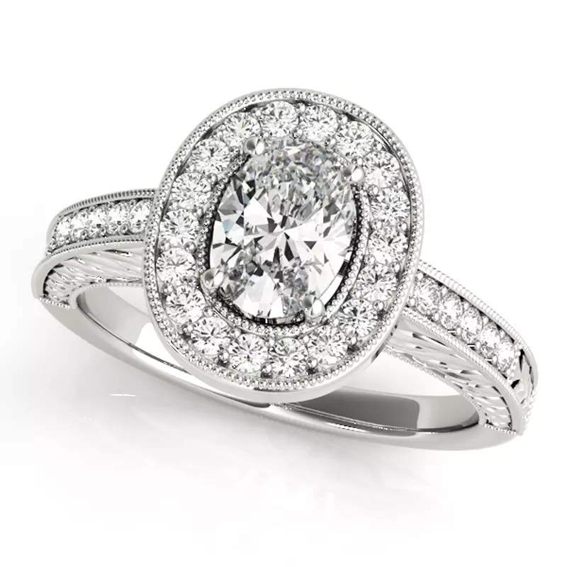 18K White Gold Azalea Halo Engagement Ring