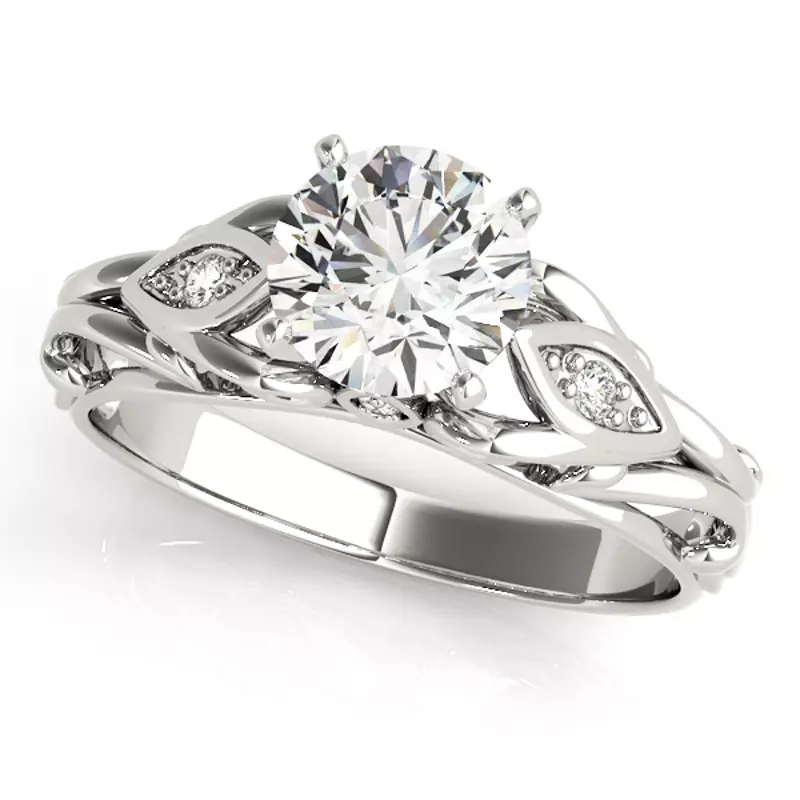 14K White Gold Vicky Vintage Inspired Engagement Ring