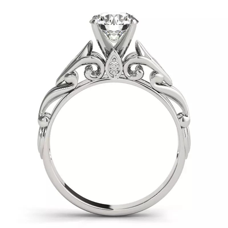 14K White Gold Vicky Vintage Inspired Engagement Ring