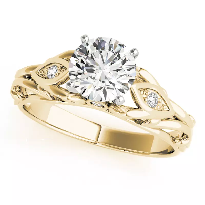 14K Yellow Gold Vicky Vintage Inspired Engagement Ring