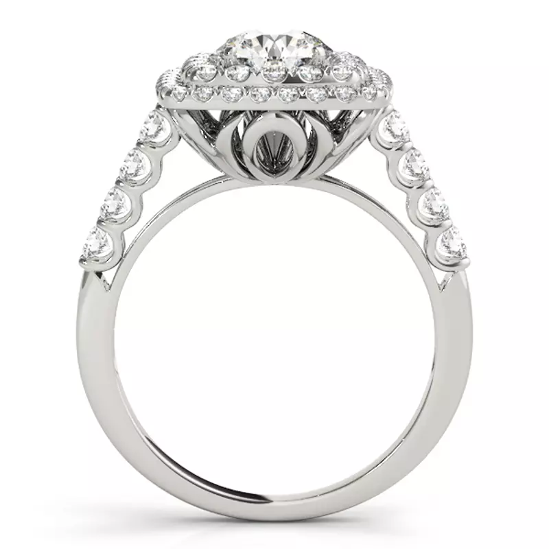 14K White Gold Celestial Double Halo Engagement Ring
