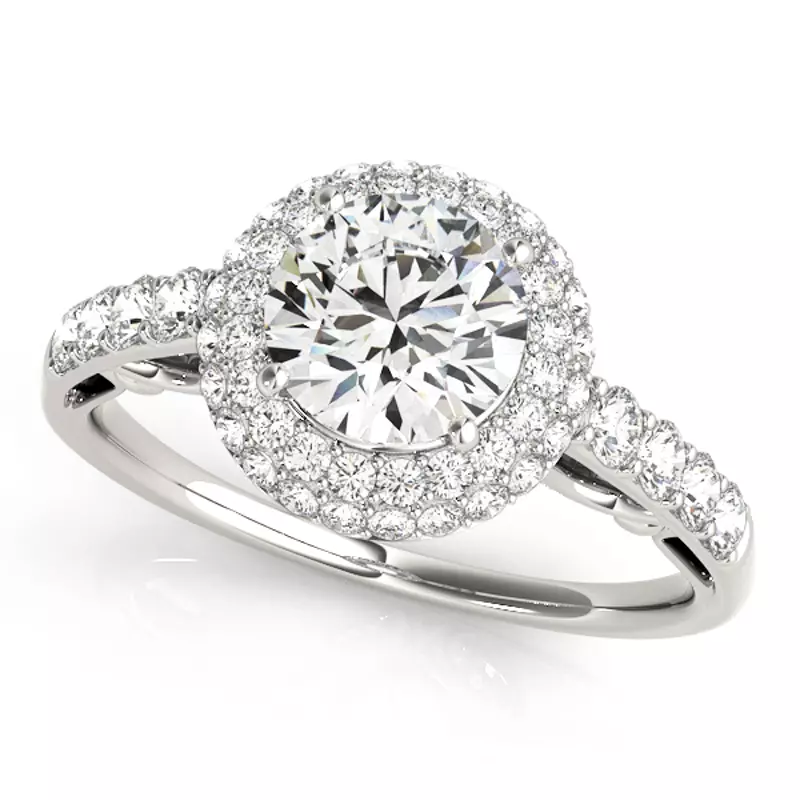 18K White Gold Olympia Pavé Diamond Halo Engagement Ring