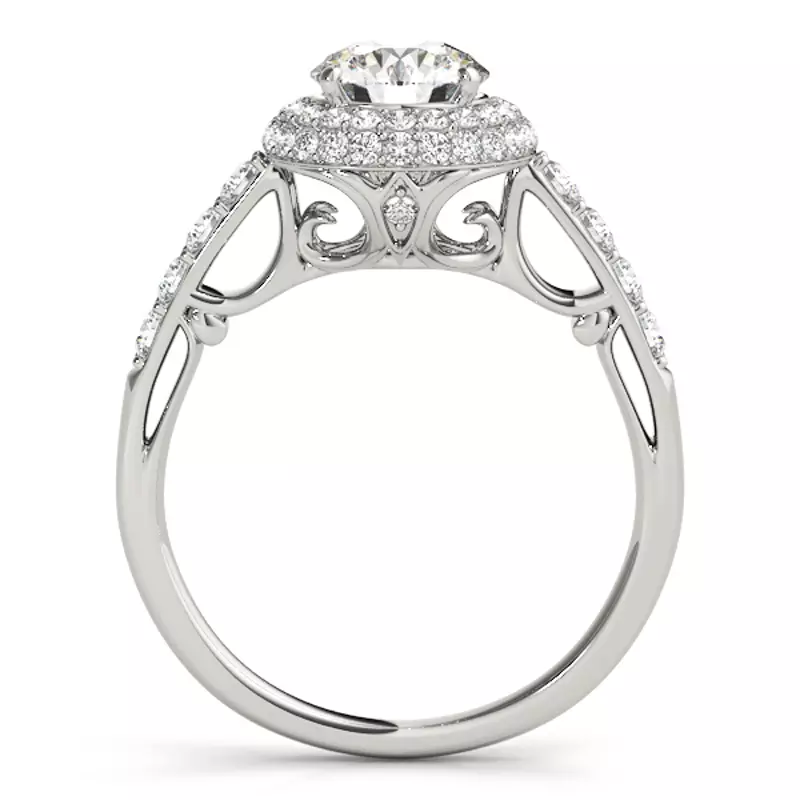 18K White Gold Olympia Pavé Diamond Halo Engagement Ring