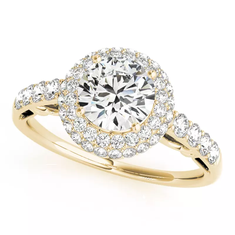 18K Yellow Gold Olympia Pavé Diamond Halo Engagement Ring