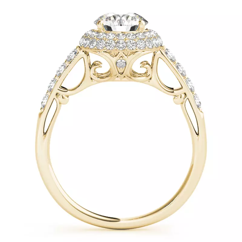 18K Yellow Gold Olympia Pavé Diamond Halo Engagement Ring