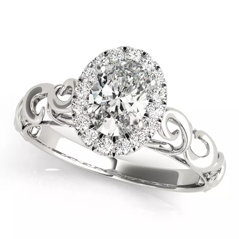14K White Gold Rya Halo Engagement Ring