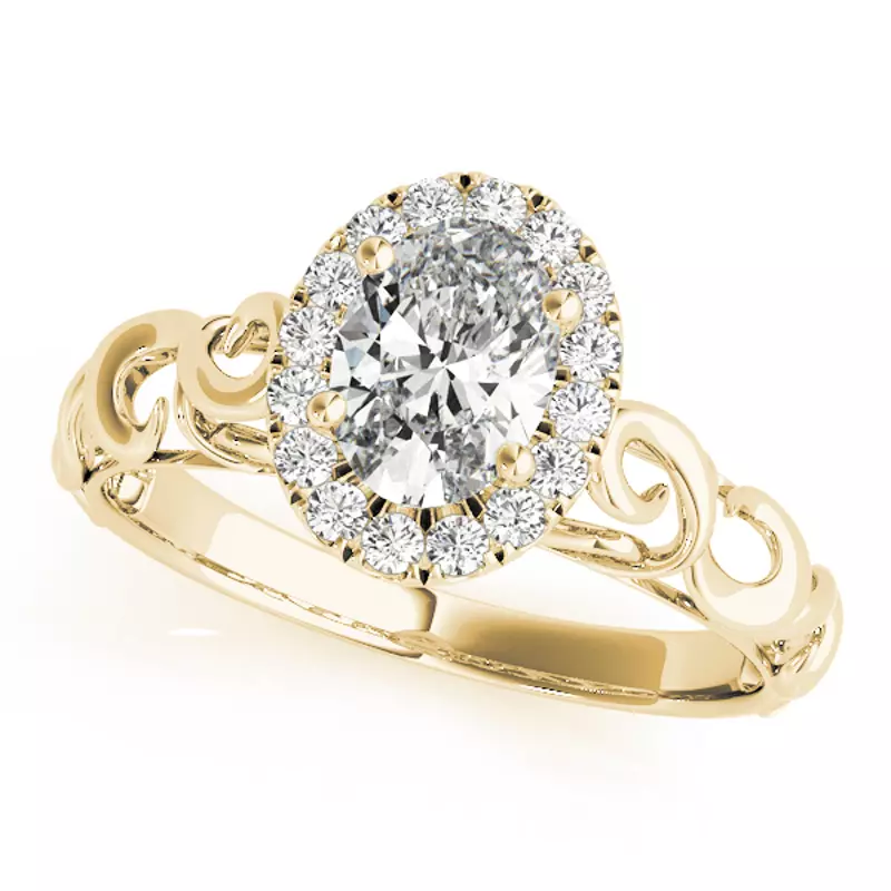 14K Yellow Gold Rya Halo Engagement Ring