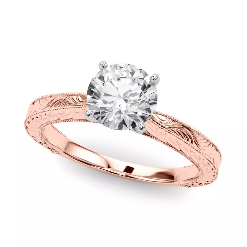 14K Rose Gold Mila Vintage Inspired Solitaire Engagement Ring