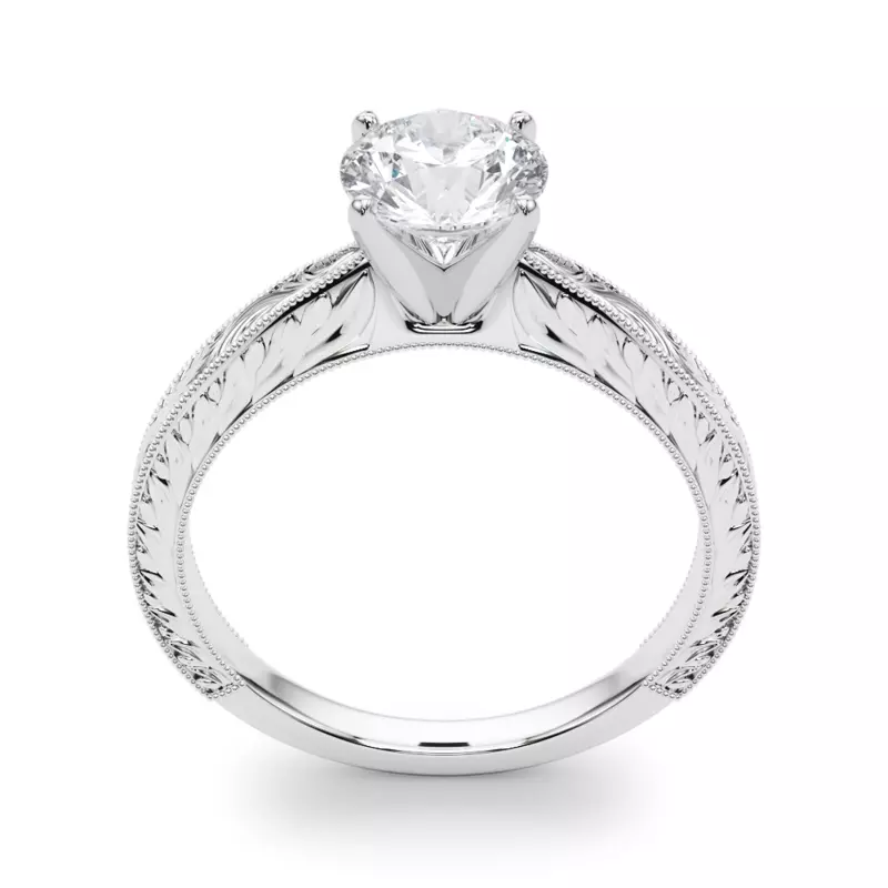 14K White Gold Mila Vintage Inspired Solitaire Engagement Ring