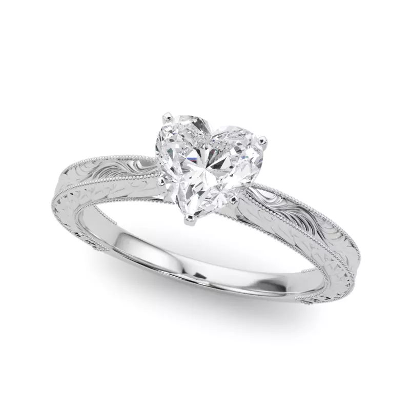 14K White Gold Mila Vintage-Inspired Solitaire Engagement Ring