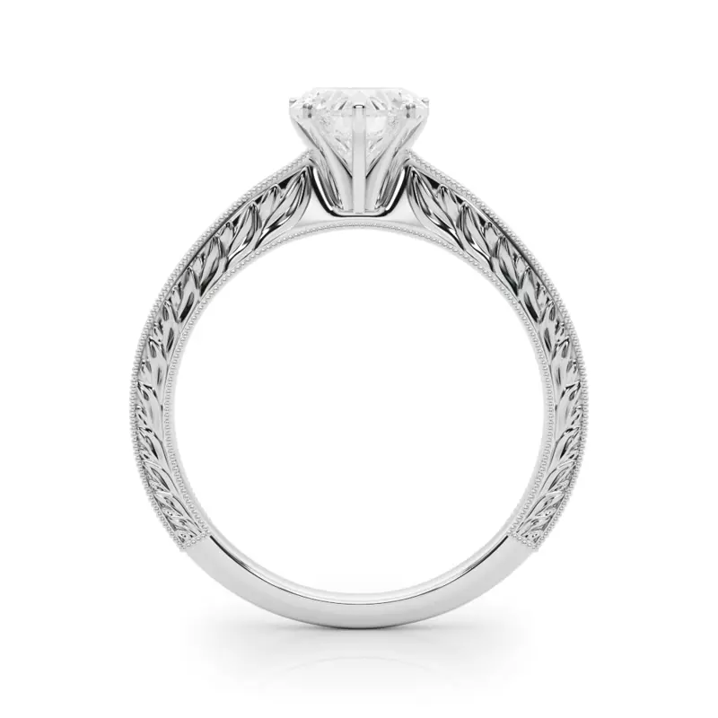14K White Gold Mila Vintage-Inspired Solitaire Engagement Ring