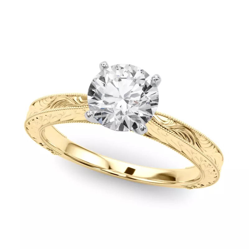 14K Yellow Gold Mila Vintage Inspired Solitaire Engagement Ring