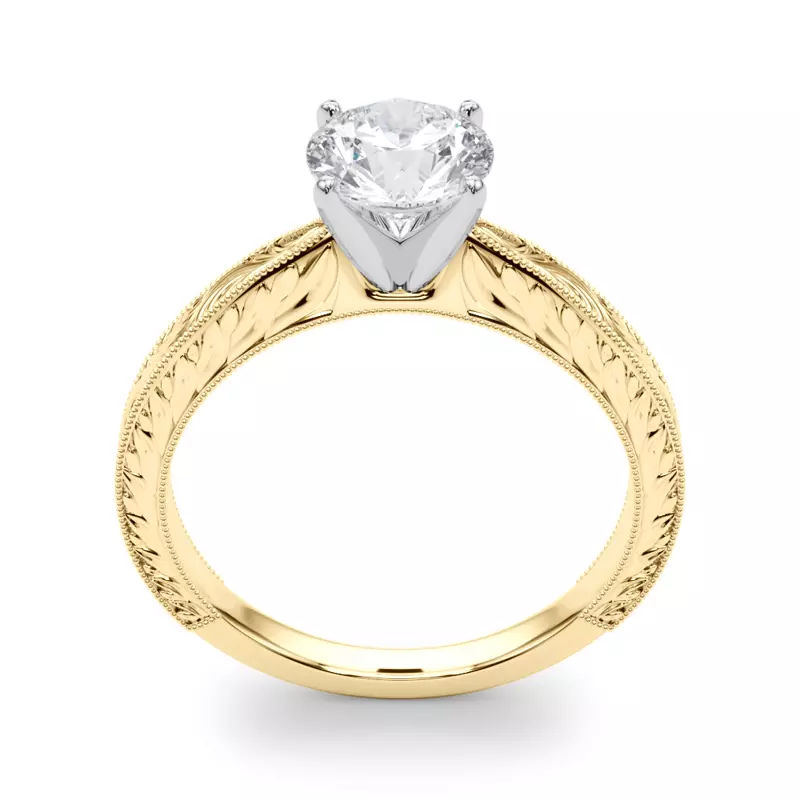 14K Yellow Gold Mila Vintage Inspired Solitaire Engagement Ring