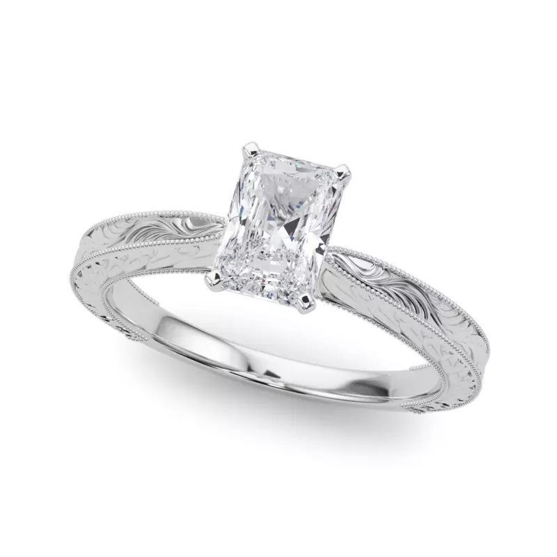 18K White Gold Mila Vintage-Inspired Solitaire Engagement Ring
