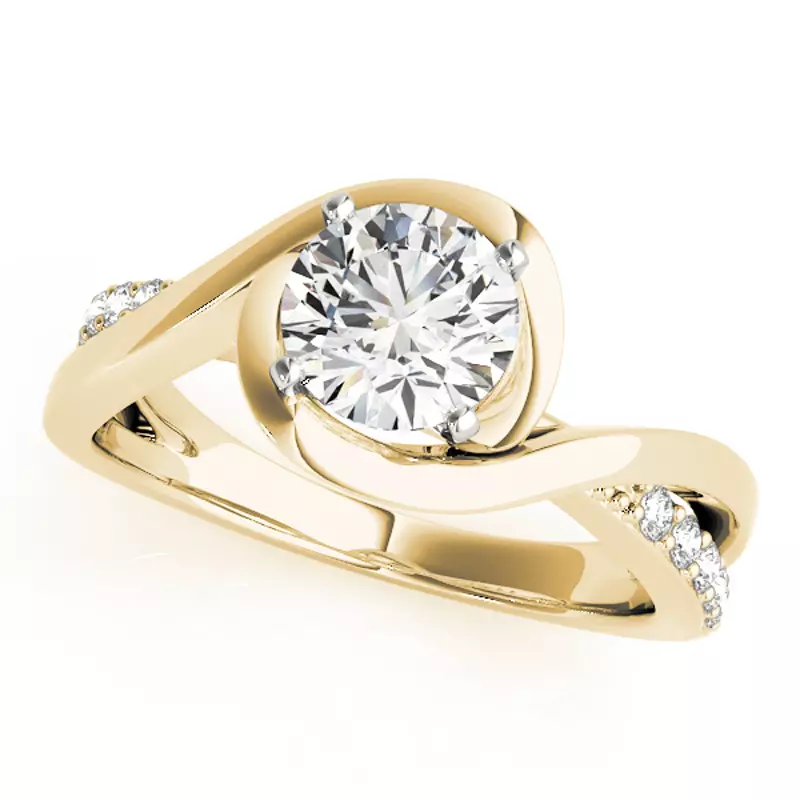 18K Yellow Gold Berlin Contemporary Pavé Diamond Engagement Ring