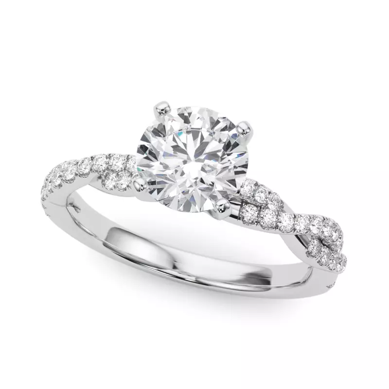 14K White Gold Abigail Pavé Diamond Twist Engagement Ring