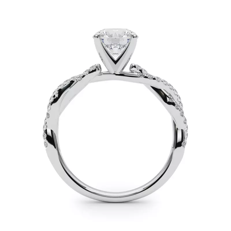 14K White Gold Abigail Pavé Diamond Twist Engagement Ring