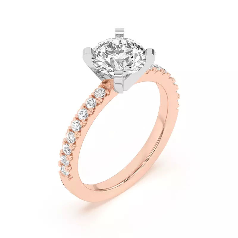 14K Rose Gold Riley Classic Pavé Diamond Engagement Ring