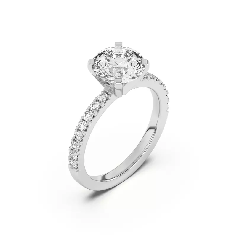 14K White Gold Riley Classic Pavé Diamond Engagement Ring