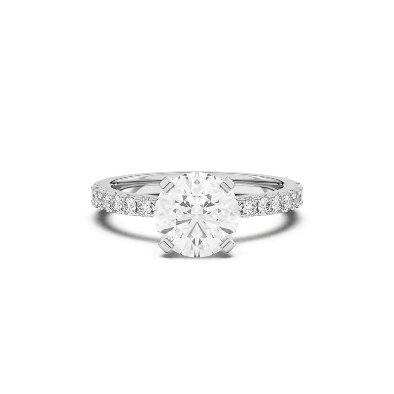 14K White Gold Riley Classic Pavé Diamond Engagement Ring