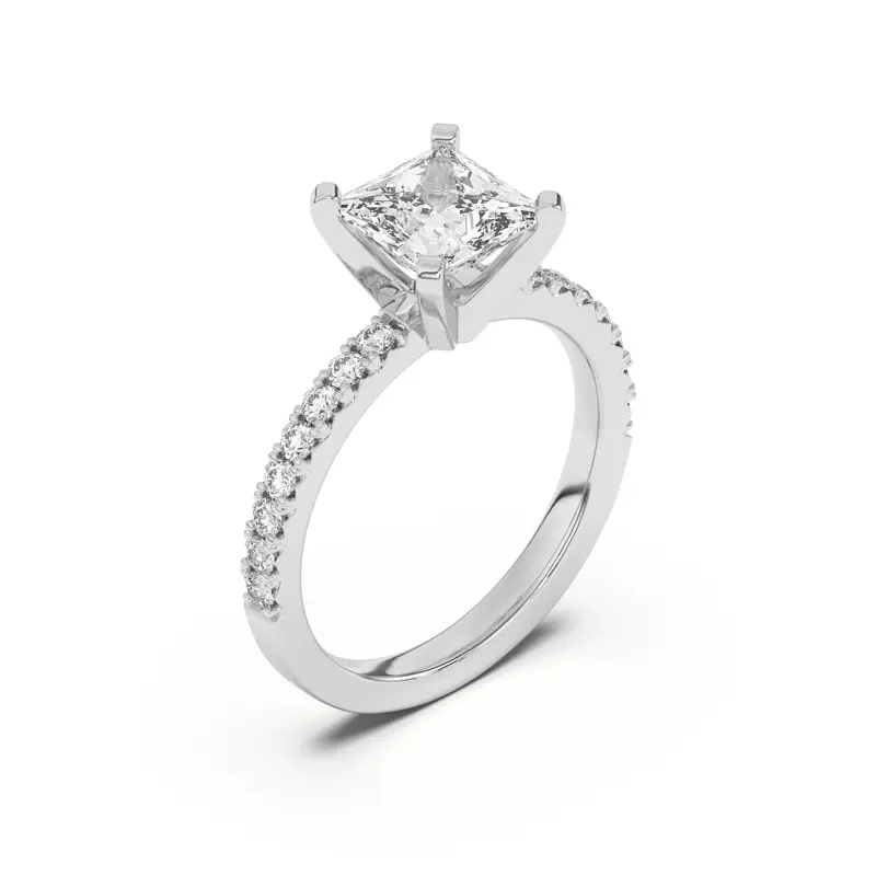 Platinum Riley Classic Pavé Diamond Engagement Ring