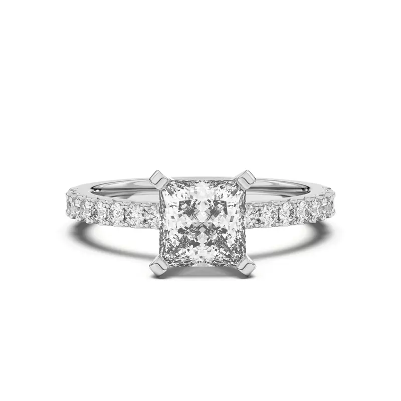Platinum Riley Classic Pavé Diamond Engagement Ring