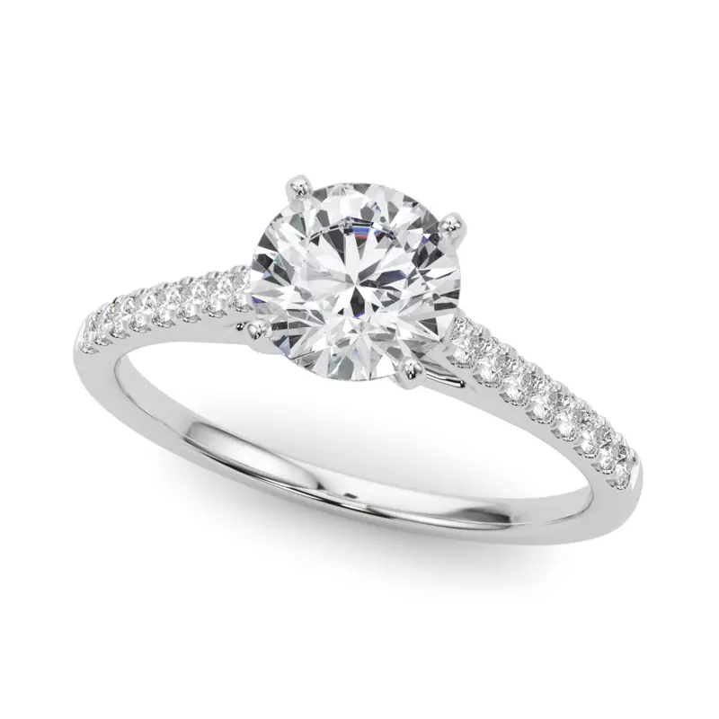Almita Marquise And Round Diamond Engagement Ring - 14K White Gold