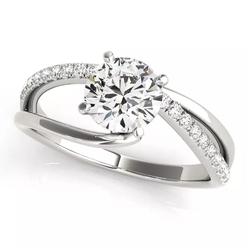 14K White Gold Acadia Contemporary Pavé Diamond Engagement Ring