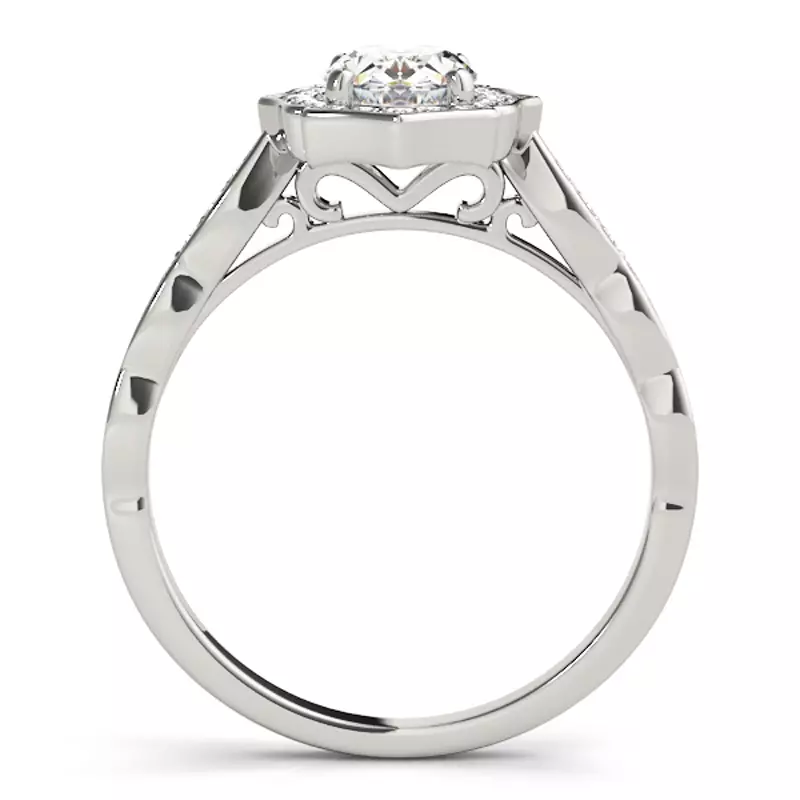 18K White Gold Hannah Scalloped Diamond Halo Engagement Ring