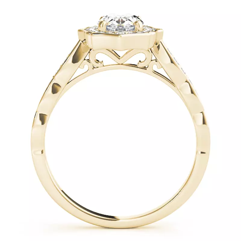 18K Yellow Gold Hannah Scalloped Diamond Halo Engagement Ring