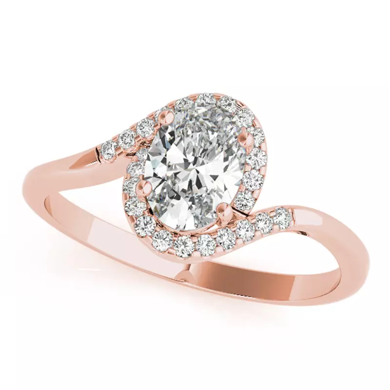 14K Rose Gold Caspian Oval Halo Engagement Ring
