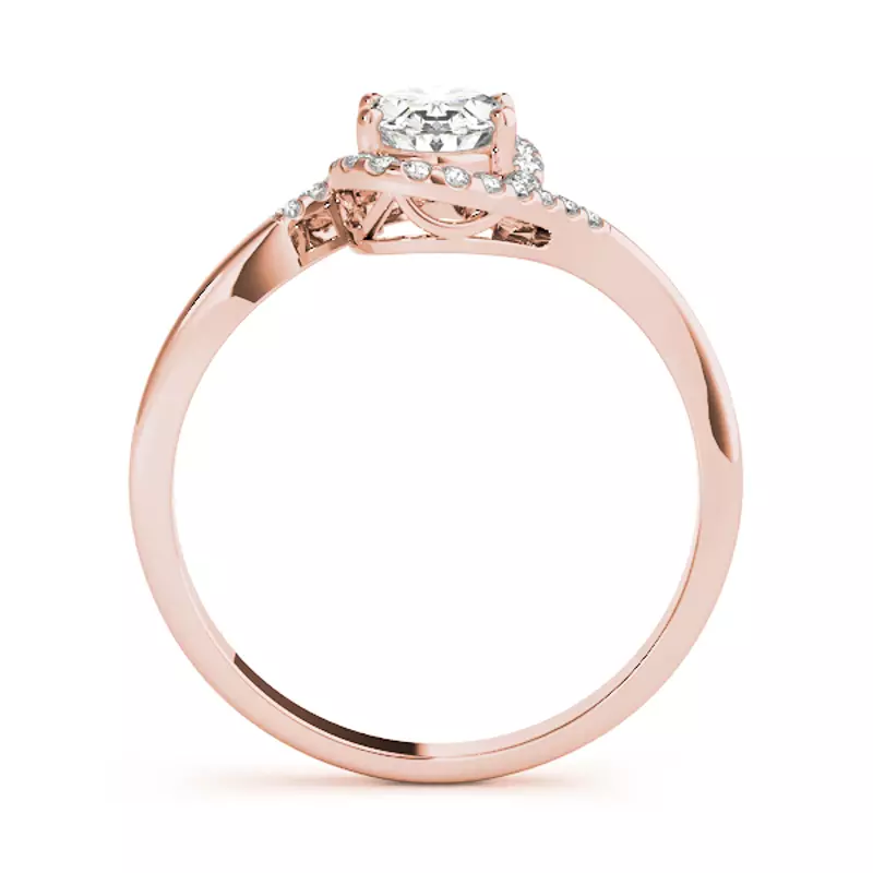 14K Rose Gold Caspian Oval Halo Engagement Ring