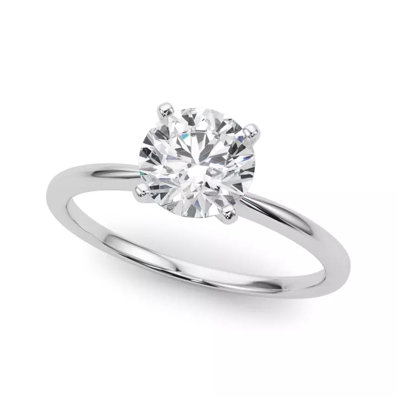 14K White Gold Aurora Classic 4 Prong Solitaire Engagement Ring