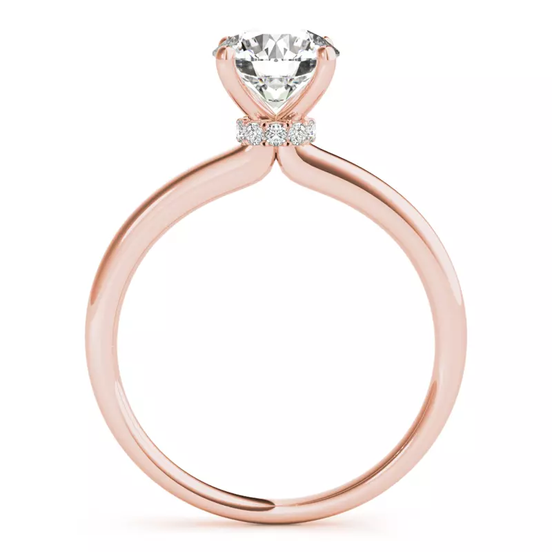 14K Rose Gold Violet 4 Prong Hidden Halo Engagement Ring