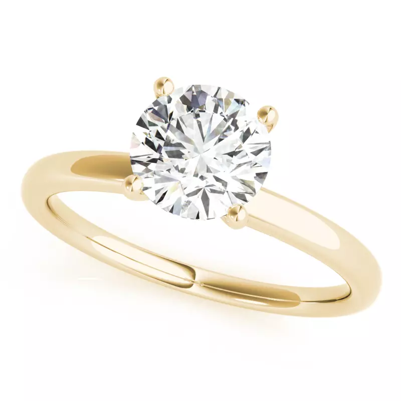 14K Yellow Gold Violet 4 Prong Hidden Halo Engagement Ring